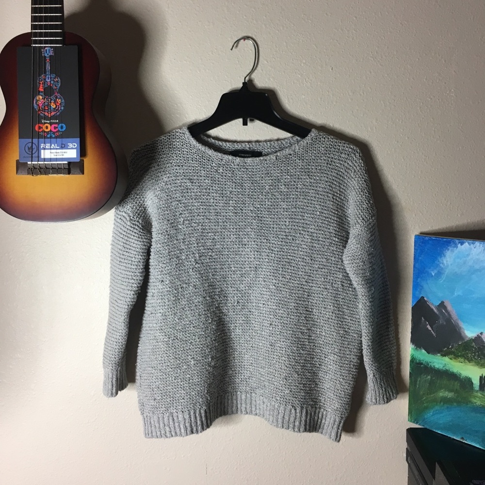 Chunky Knit Oversized Gray Sweater